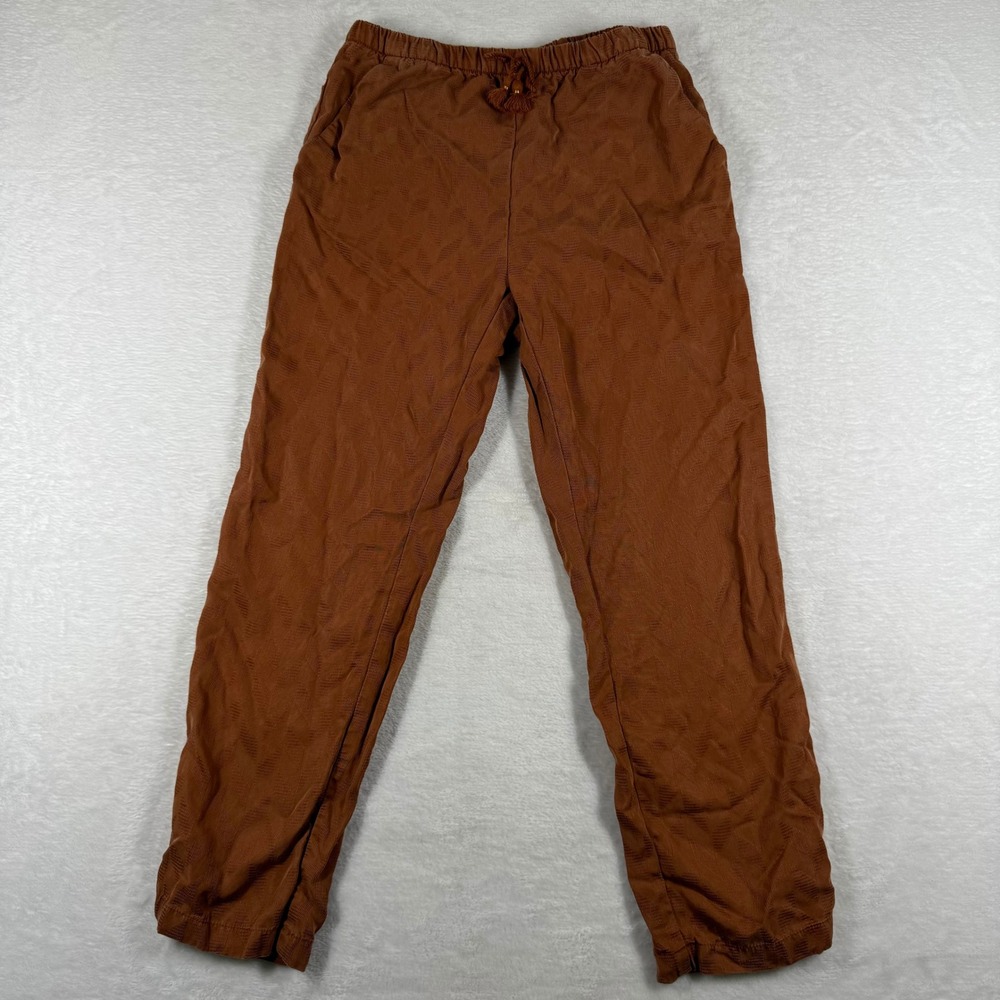 HM Kids‎ Rust Brown Textured Lyocell Jogger Pants Size 9-10Y Tassel Drawstring